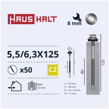 SELF SCREWS 5 5/6 3X125 MET+EPDM (50) 000051380953