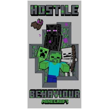 Pelēks kokvilnas bērnu dvielis 70x140 cm Minecraft