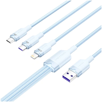 USB 2.0 A to 3-in-1 6A cable Vention CTRLG 1.5M (b