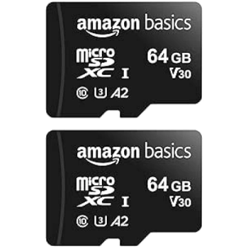Amazon Basics A2 U3 64GB Micro SDXC Memory Card wi