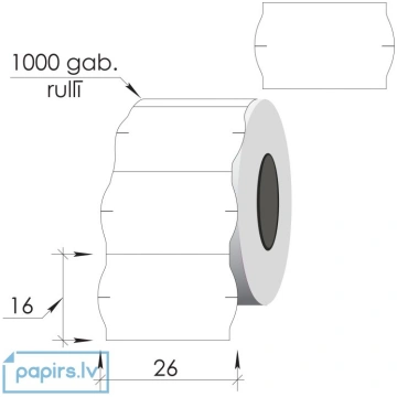Marķēšanas uzlīmes 26X16mm, baltas, 1000uzl. Tehno