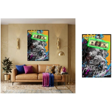 Moderna LED glezna "Hustle Hard" ar popārta grafit