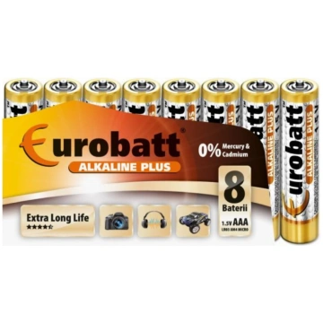 Eurobatt Alkaline Plus R3 baterijas AAA 8-paka