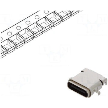 Connector: USB C | socket | SMT | angled 90° | sea