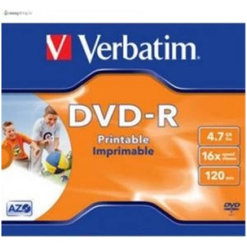 DVD-R 4, 7Gb 120min x16 printable jewel kastīte Ve