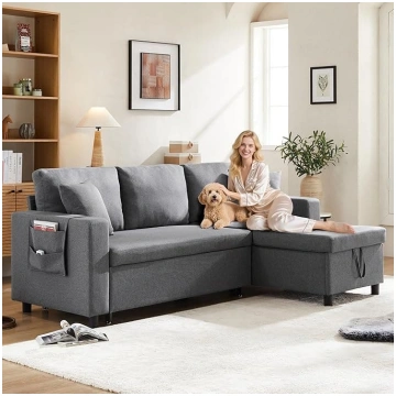 Corner Sofa L-Shaped Sofa with 3 Cushions, Modular