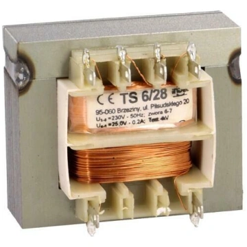 Transformer: mains; 6VA; 230VAC; 25V; 200mA; Leads