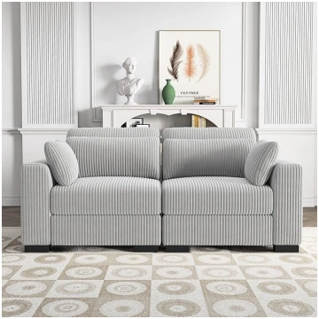 Cord Corner Sofa with Sleep Function, 2-Seater Uph