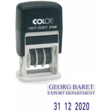 Zīmogs S160 Dater D03 COLOP melns korpuss, zils sp