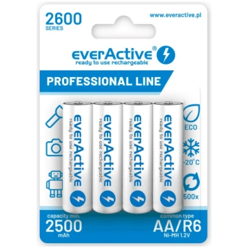 Uzlādējamās baterijas everActive Ni-MH R6 AA 2600 