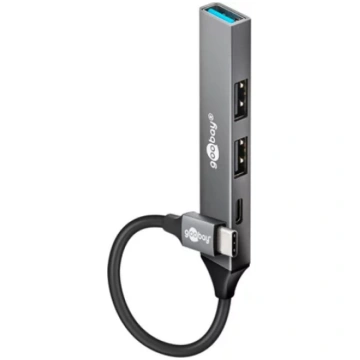 Goobay Slim 4-Port USB Hub, USB-C to USB-C/USB-A, 