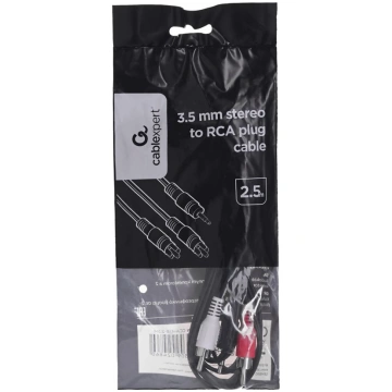 Gembird audio kabelis 2.5m, 3.5mm/2xRCA, vīriešu/v