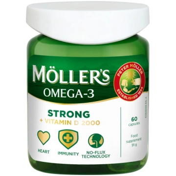 Moller"s Strong + D vitamīns 2000 IU, 60 kapsulas