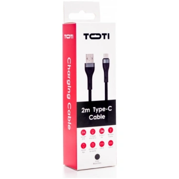 SEEK TOTI USB A to Type-C 2m Braided Cable 3A Blac
