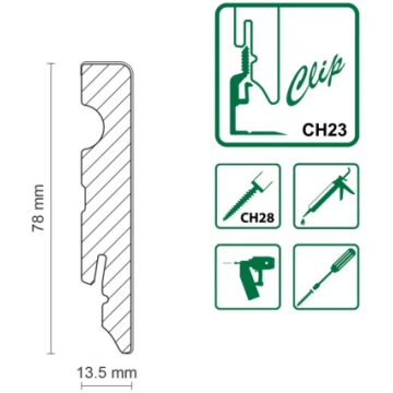 FU190 78x13.5mm Pēc pasūtījuma krāsota MDF grīdlīs