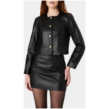 Dessa Faux Leather Cropped Jacket French Connectio