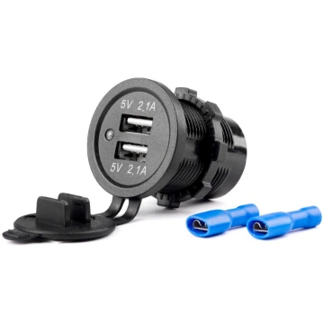 Ūdensizturīgs telefona lādētājs 2xUSB 12/24V MOD-0