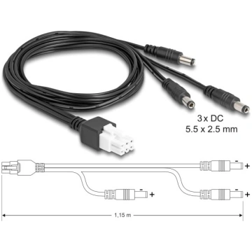 Delock Cable Mini-Fit 4.2 mm 6 pin male to 3 x DC 