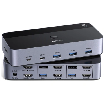 8K@60Hz HDMI KVM slēdzis (2 PC 2 monitori + 4 USB 