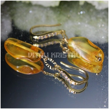 Dzintars auskari 4 x 1 cm