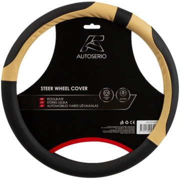 STEER WHEEL COVER HB-27519/1-5 BLACK/WHI HB-27519/