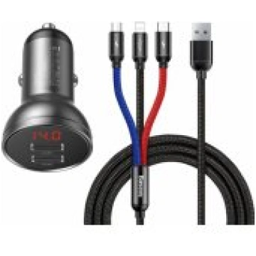 Baseus Car Charger with 24W display + USB cable 3i