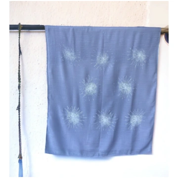 White on Grey Protea Voile Scarf Wild Rhubarb