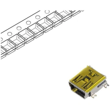 Connector: USB B mini; socket; SMT; PIN: 5; horizo