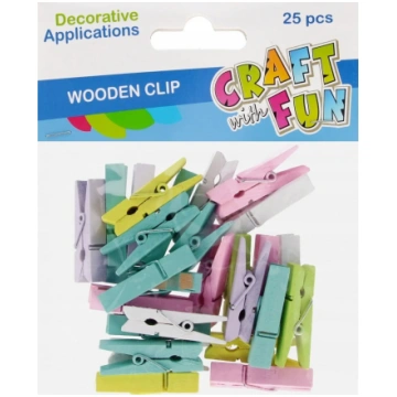 Koka drēbju skavas Craft with Fun CF796 apaļas 25 