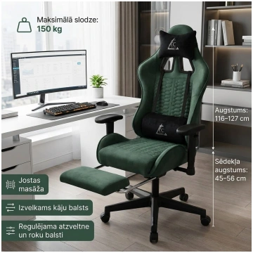 Ergonomisks Krēsls ar Kāju Balstu un Masāžas Spilv