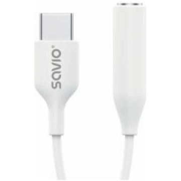 Savio USB-C Male - 3.5 mm Female White (AK-52)