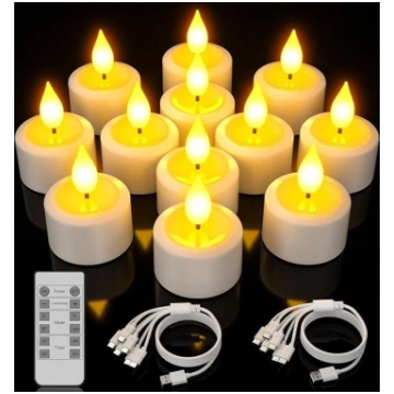 Yme 12 LED tējas svecīšu komplekts ar uzlādējamām 