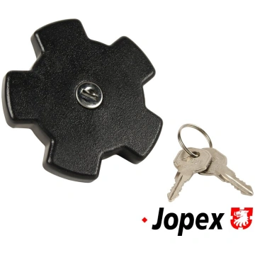 Fuel tank cap, lockable, metal, with key, black VW