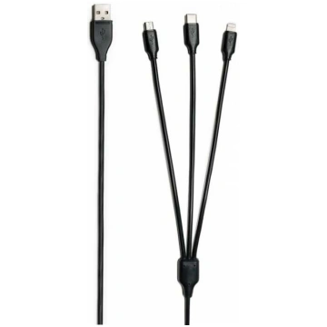 Kabelis Bullet 3 in 1 USB, USB-C / USB-Micro / 8PI
