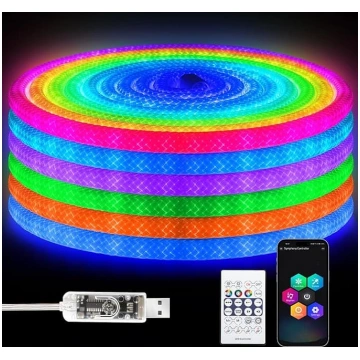 Neona LED lente 5 m, 5 V USB RGB LED lente, IP67 ū