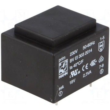 Transformer: encapsulated | 2.3VA | 230VAC | 18V |