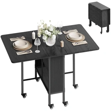 Folding Dining Table, Dining Room Table with Wheel