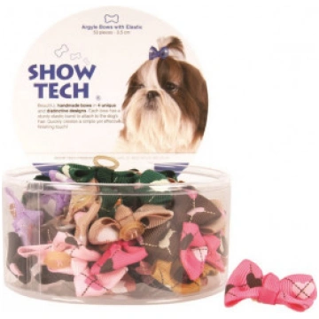 Show Tech Argyle Bows with Elastic 50 pcs Bows - b