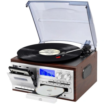 9-in-1 Vintage atskaņotājs ar Bluetooth, CD, kaseš