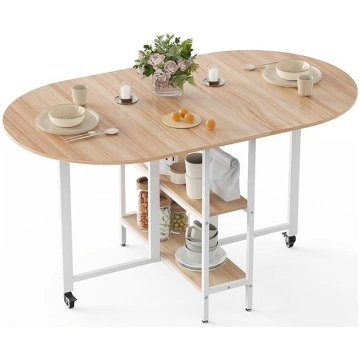 Mondeer Mobile Folding Dining Table with 2 Open Sh