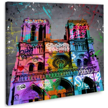 Quadro Parigi Notre Dame con graffiti città Artedi