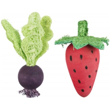 Trixie Set Of Strawberry/Beetroot, Wood/Loofah rot