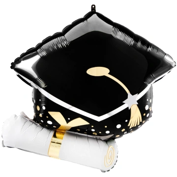 ANAGRAM SUPERSHAPE BLACK GRAD CAP & WHITE DIPLOMA 