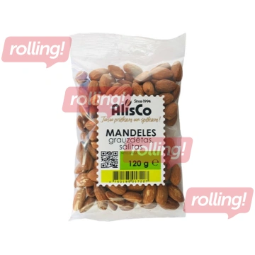 Mandeles AlisCo, grauzdētas, sālītas, 120g