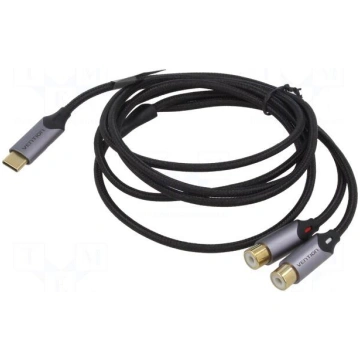 Cable | RCA socket x2,USB C plug | gold-plated | 1