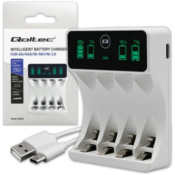 Qoltec Battery Charger for Ni-MH type R03 AAA R6 A