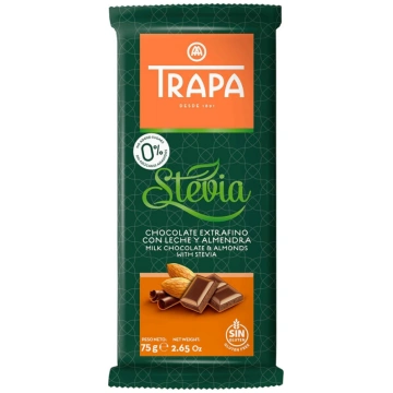 Piena šokolāde ar mandelēm un stēviju, 75g 9029