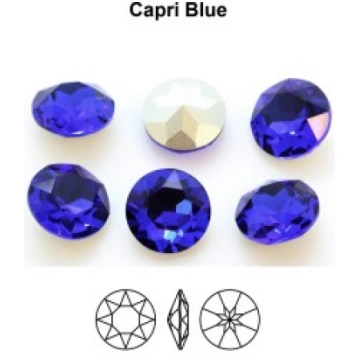 A1201 Fancy Chaton apaļie kristāli 14mm Capri Blue