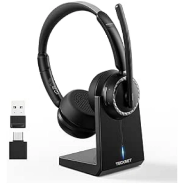 TECKNET V5.3 Bluetooth Headset with Microphone, Wi
