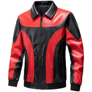 Men's Two-Tone Zip Up Faux Leather Jacket